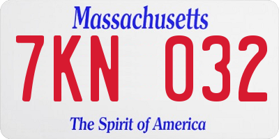 MA license plate 7KN032