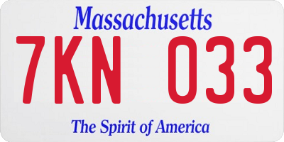 MA license plate 7KN033
