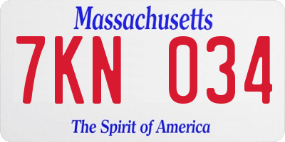 MA license plate 7KN034