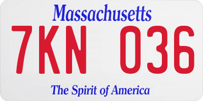MA license plate 7KN036