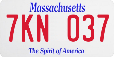 MA license plate 7KN037