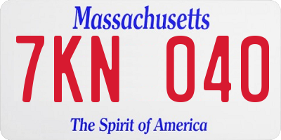 MA license plate 7KN040