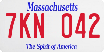 MA license plate 7KN042