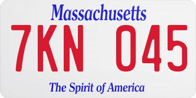 MA license plate 7KN045