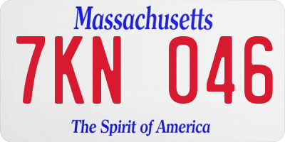 MA license plate 7KN046
