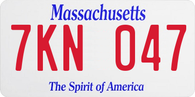 MA license plate 7KN047