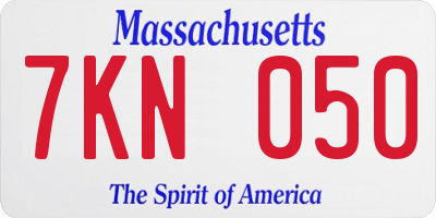 MA license plate 7KN050