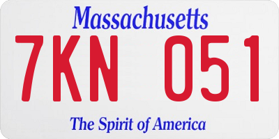 MA license plate 7KN051