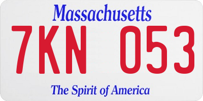 MA license plate 7KN053