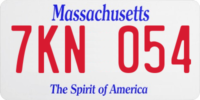 MA license plate 7KN054
