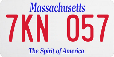 MA license plate 7KN057