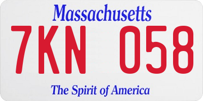 MA license plate 7KN058