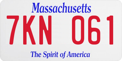 MA license plate 7KN061