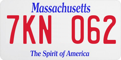 MA license plate 7KN062