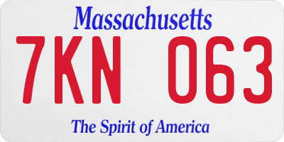 MA license plate 7KN063