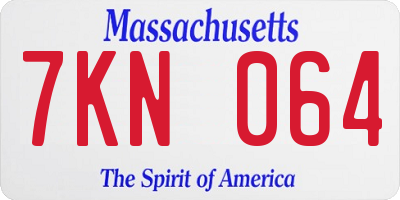 MA license plate 7KN064