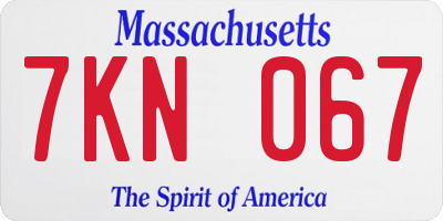 MA license plate 7KN067