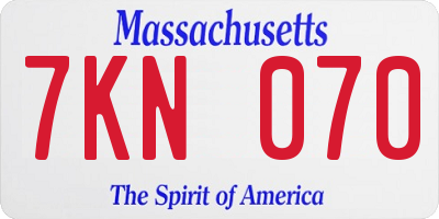 MA license plate 7KN070