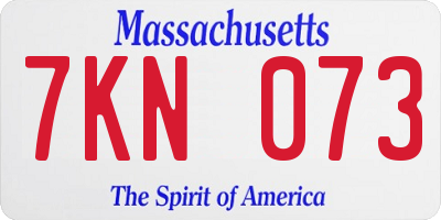 MA license plate 7KN073