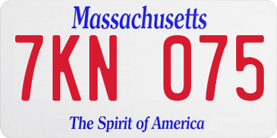 MA license plate 7KN075