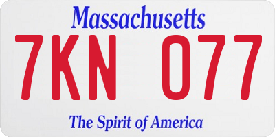 MA license plate 7KN077