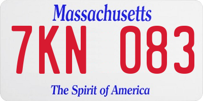 MA license plate 7KN083
