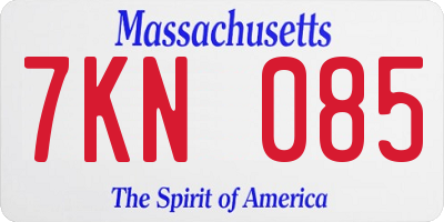 MA license plate 7KN085