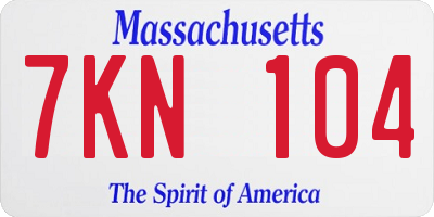 MA license plate 7KN104