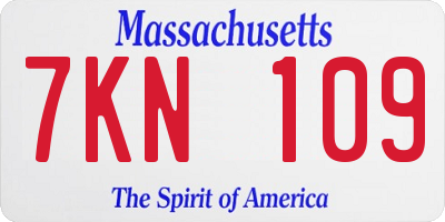 MA license plate 7KN109
