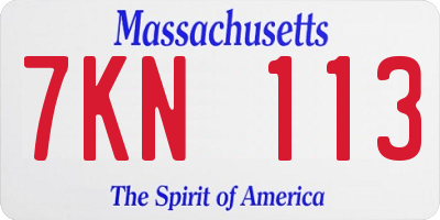 MA license plate 7KN113