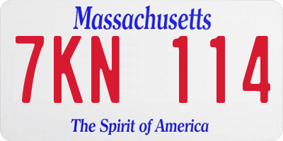 MA license plate 7KN114