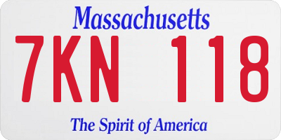 MA license plate 7KN118