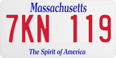 MA license plate 7KN119