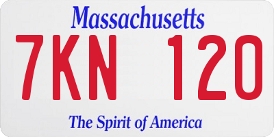 MA license plate 7KN120