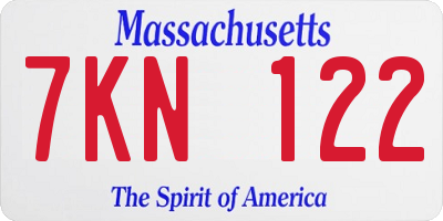 MA license plate 7KN122