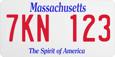 MA license plate 7KN123