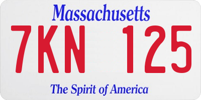 MA license plate 7KN125