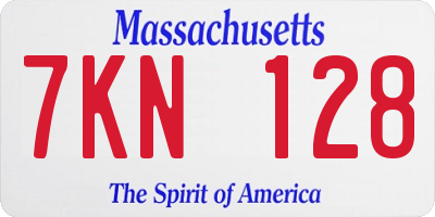 MA license plate 7KN128