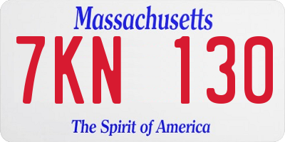 MA license plate 7KN130
