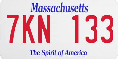 MA license plate 7KN133