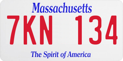 MA license plate 7KN134