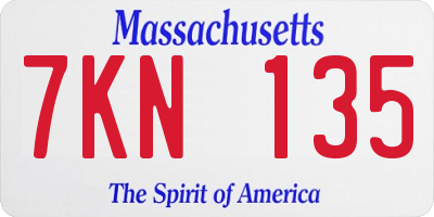 MA license plate 7KN135