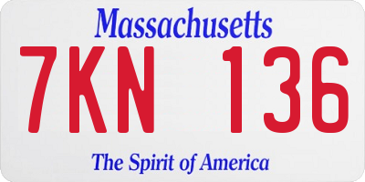 MA license plate 7KN136