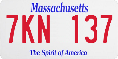 MA license plate 7KN137