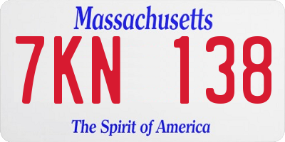 MA license plate 7KN138
