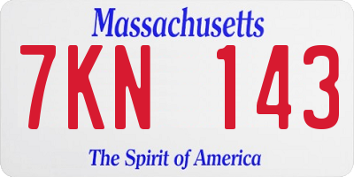 MA license plate 7KN143