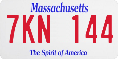 MA license plate 7KN144