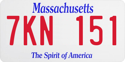 MA license plate 7KN151