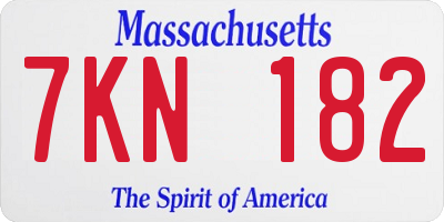 MA license plate 7KN182