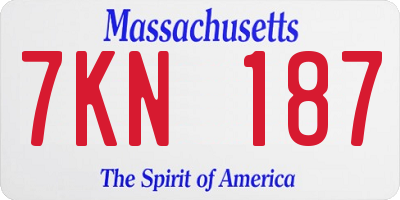 MA license plate 7KN187